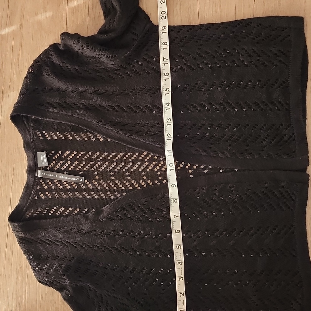 Isabella Rodriguez Black‎ Crochet Open Cardigan Women's Large - Picture 4 of 5